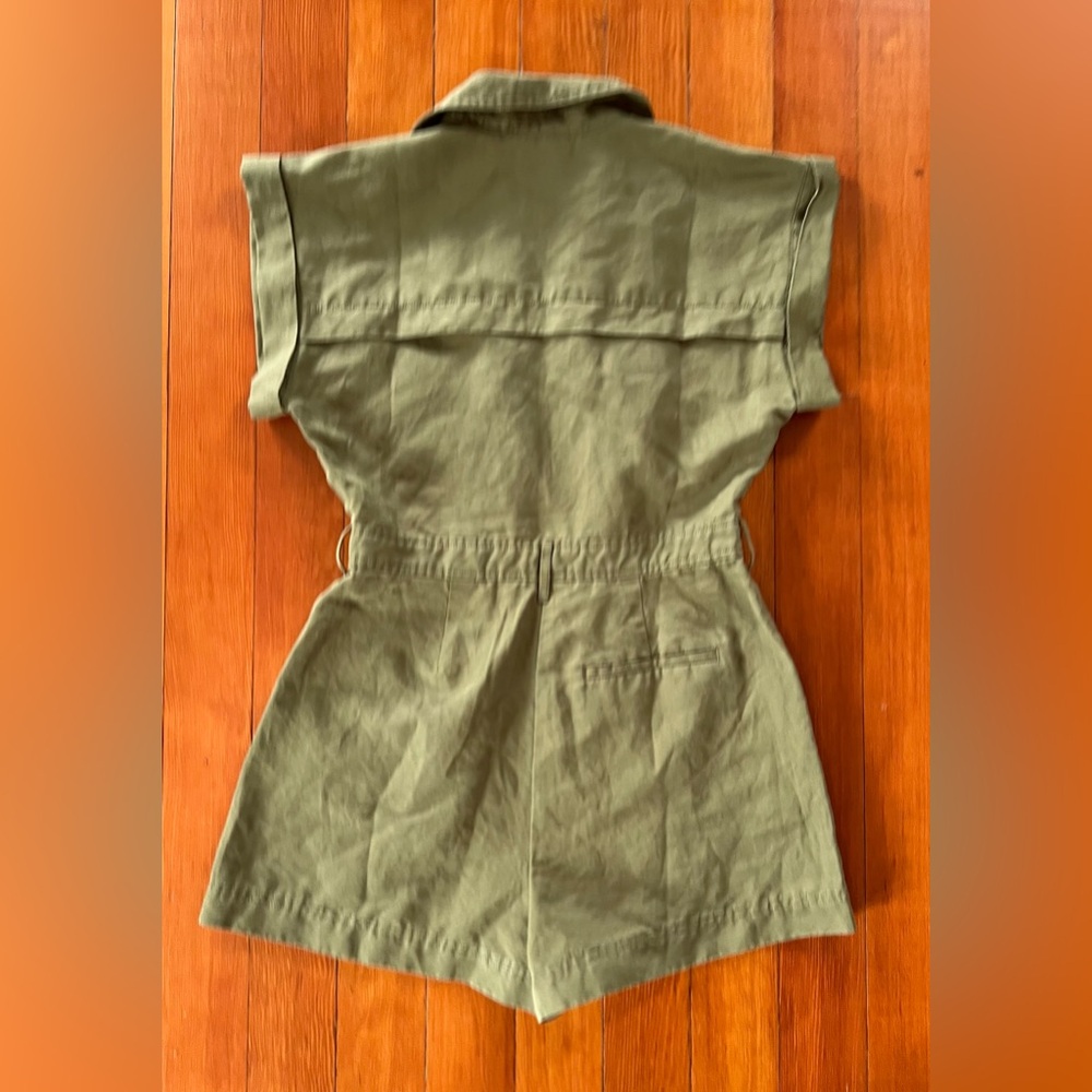 NWOT Madewell Green Utility Romper 54% Linen / 46% Cotton - Medium - Picture 2 of 3